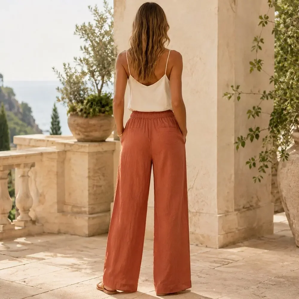 Boho Luxe Resort J.Crew Stratus Satin Wide Leg Pants Toasted Paprika M NWT